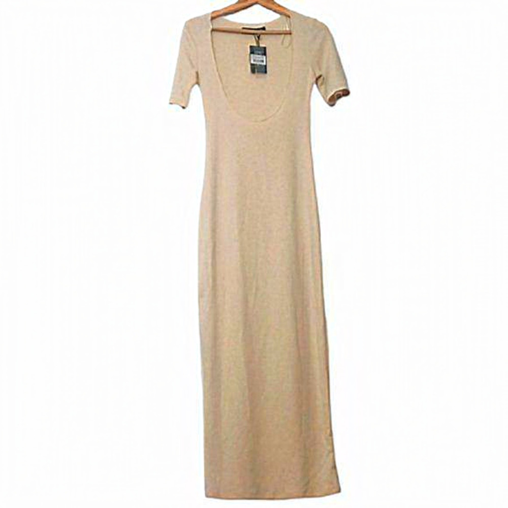 Lioness Field of Dreams Maxi Dress in Oatmeal Color Size Small